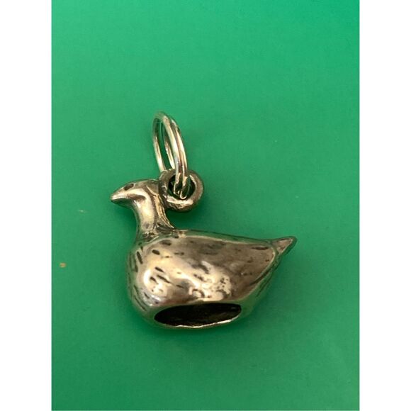 .925 Partridge in a Pear Tree French Hen Sterling Silver Jewelry Charm - Picture 4 of 5